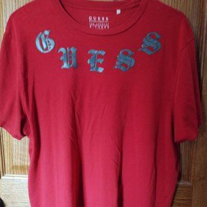 Men's Medium Red Guess Graphic Short Sleeve T-shirt